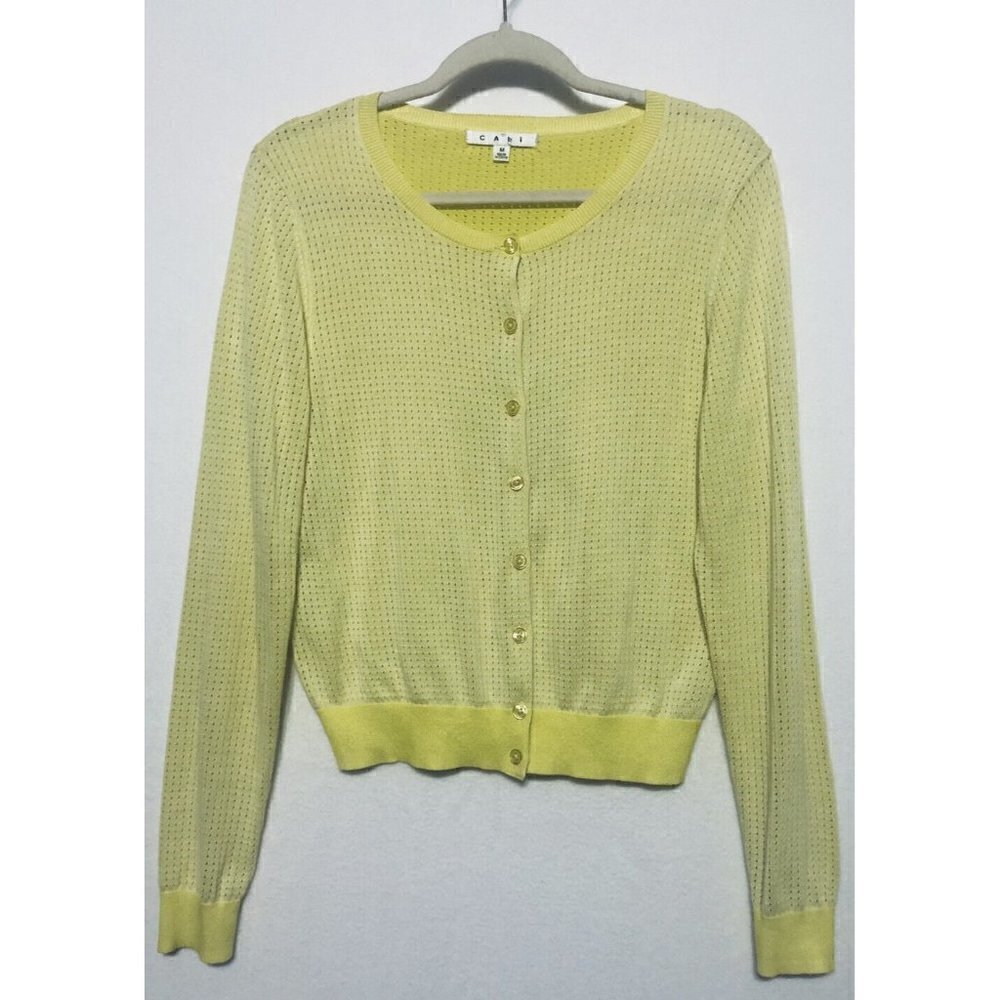 Cabi Womens Medium Yellow Daffodil Cardigan Sweater Button UpStyle 706